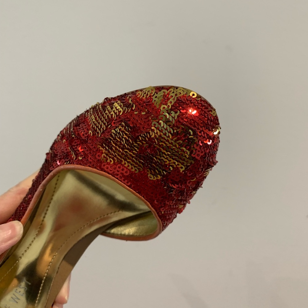 Nine West Red Sequin High Heel Pumps – Sparkly Party Heels – Size 5.5 - Picture 4 of 13
